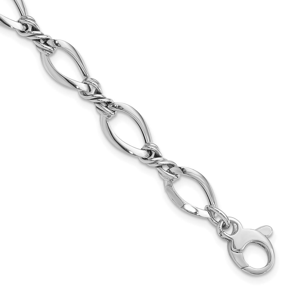 14k White Gold Polished 8.8mm Fancy Twisted Link 7.5 inch Bracelet (SF2420-7.5)