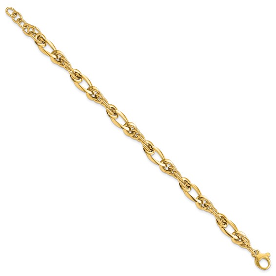 14k Polished 6.4mm Fancy Twisted Link 7 inch Bracelet