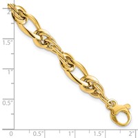 14K Yellow Gold Polished 6.4mm Fancy Twisted Link Bracelet, 7" view 3