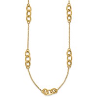 14K Yellow Gold Polished Fancy Linked Ovals 5-Station Necklace, 18" view 2