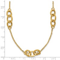 14K Yellow Gold Polished Fancy Linked Ovals 5-Station Necklace, 18" view 3