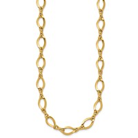 14K Yellow Gold Fancy Oval and Twisted Link Necklace, 18" view 2