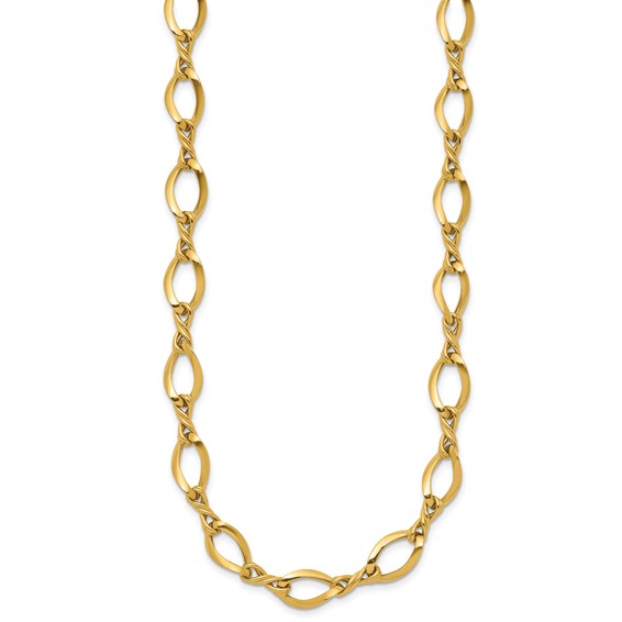14k Fancy Oval and Twisted Link 18 inch Necklace