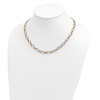 14K Yellow Gold Fancy Oval and Twisted Link Necklace, 18" view 4