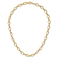 14K Yellow Gold Fancy Oval and Twisted Link Necklace, 18" view 5