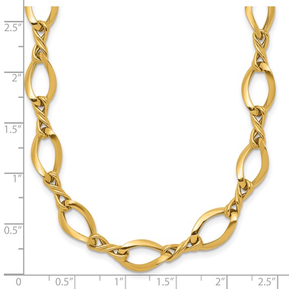 14k Fancy Oval and Twisted Link 18 inch Necklace