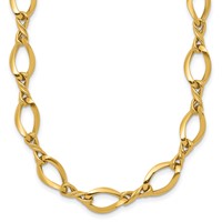 14K Yellow Gold Fancy Oval and Twisted Link Necklace, 18" view 1