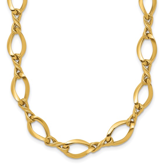14k Fancy Oval and Twisted Link 18 inch Necklace