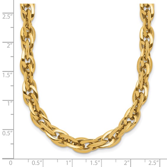 14K Polished 12mm Fancy Rope Link 17.5 inch Necklace