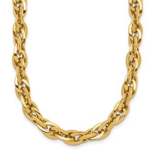 14K Polished 12mm Fancy Rope Link 17.5 inch Necklace