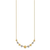 14K Two-tone Polished Diamond-cut Graduated Barrel Beads Necklace, 18" view 2