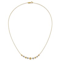 14K Two-tone Polished Diamond-cut Graduated Barrel Beads Necklace, 18" view 5