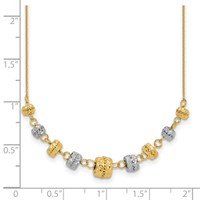 14K Two-tone Polished Diamond-cut Graduated Barrel Beads Necklace, 18" view 3