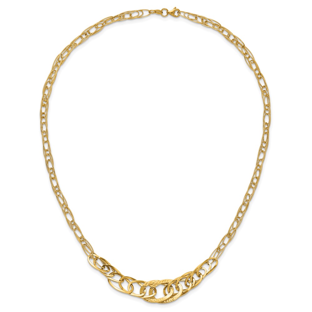 14k Yellow Gold Textured Fancy Link 18 inch Necklace (SF2437-18)