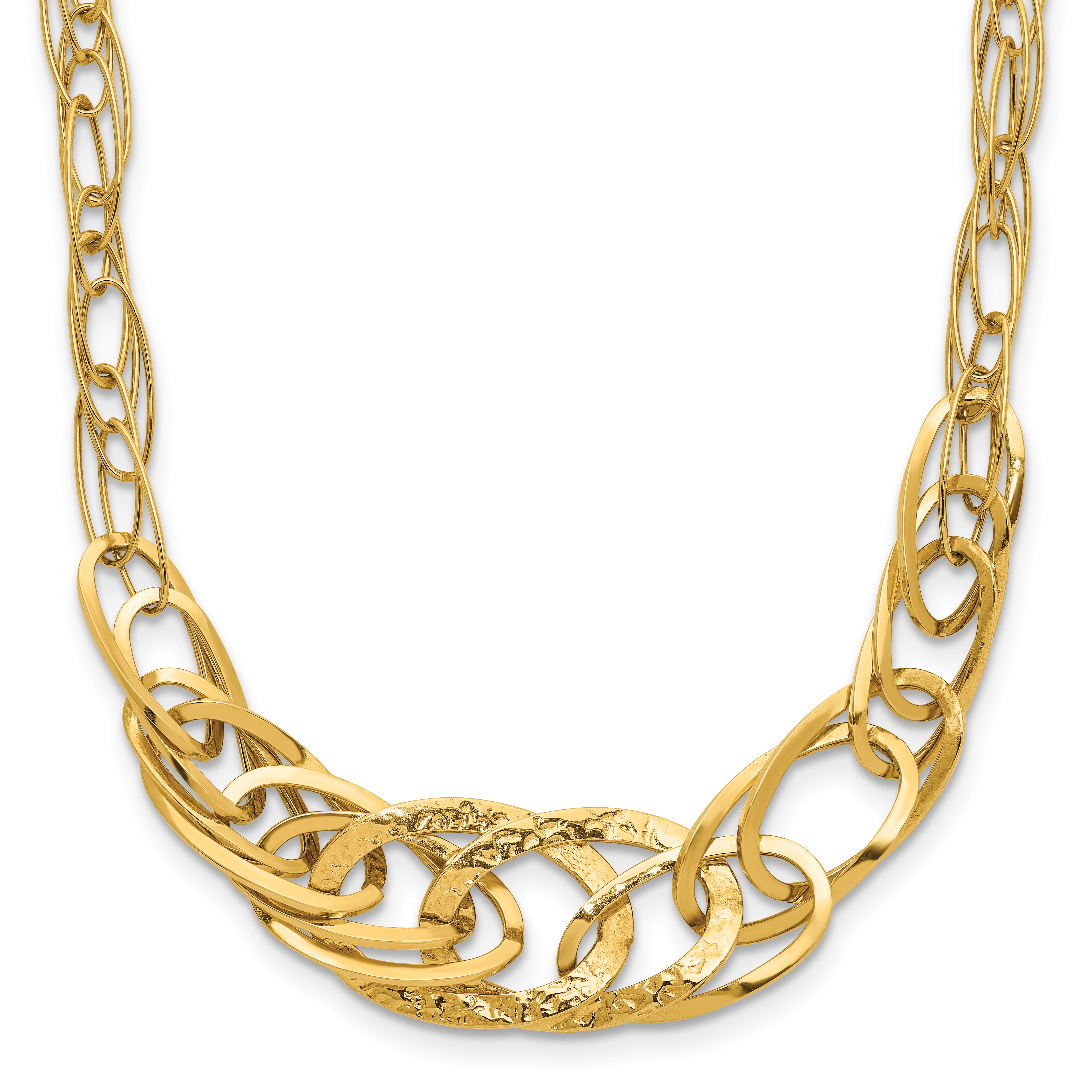 14k Yellow Gold Textured Fancy Link 18 inch Necklace (SF2437-18)