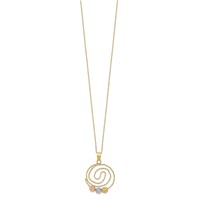 14K Tri-color Diamond-cut Beads on Spiral Pendant Necklace, 18" view 2