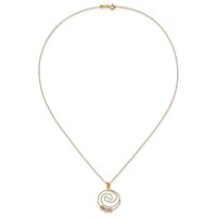 14K Tri-color Diamond-cut Beads on Spiral Pendant Necklace, 18" view 5