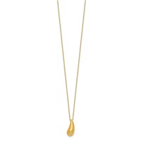 14K Yellow Gold Polished Puffed Teardrop Pendant Necklace, 18" view 2
