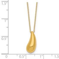 14K Yellow Gold Polished Puffed Teardrop Pendant Necklace, 18" view 3