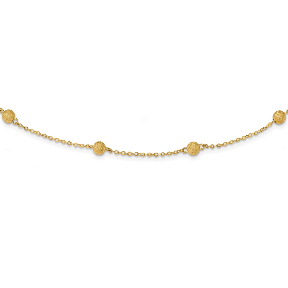 14K Yellow Gold Textured 7 Stations Ball Necklace