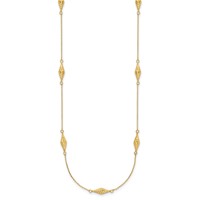 14K Polished and Diamond-cut Fancy Beaded 18 Inch Necklace view 2