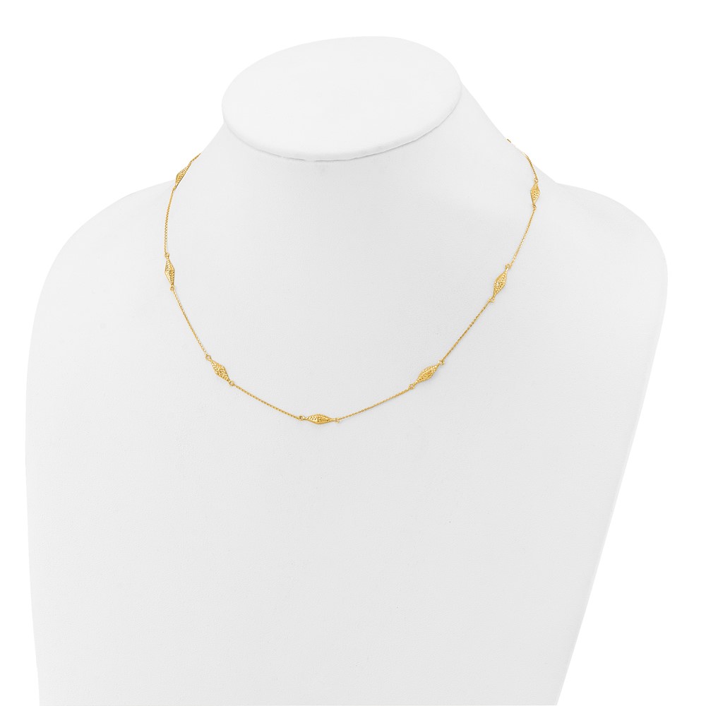 14k Polished and Diamond-cut Fancy Beaded 18 inch Necklace (SF2461-18)