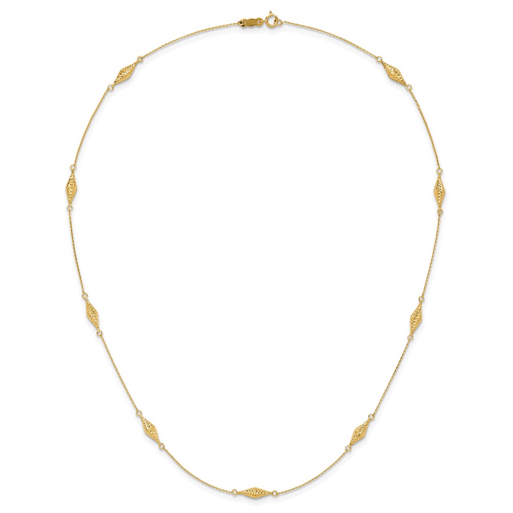 14k Polished and Diamond-cut Fancy Beaded 18 inch Necklace (SF2461-18)