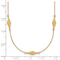 14K Polished and Diamond-cut Fancy Beaded 18 Inch Necklace view 3