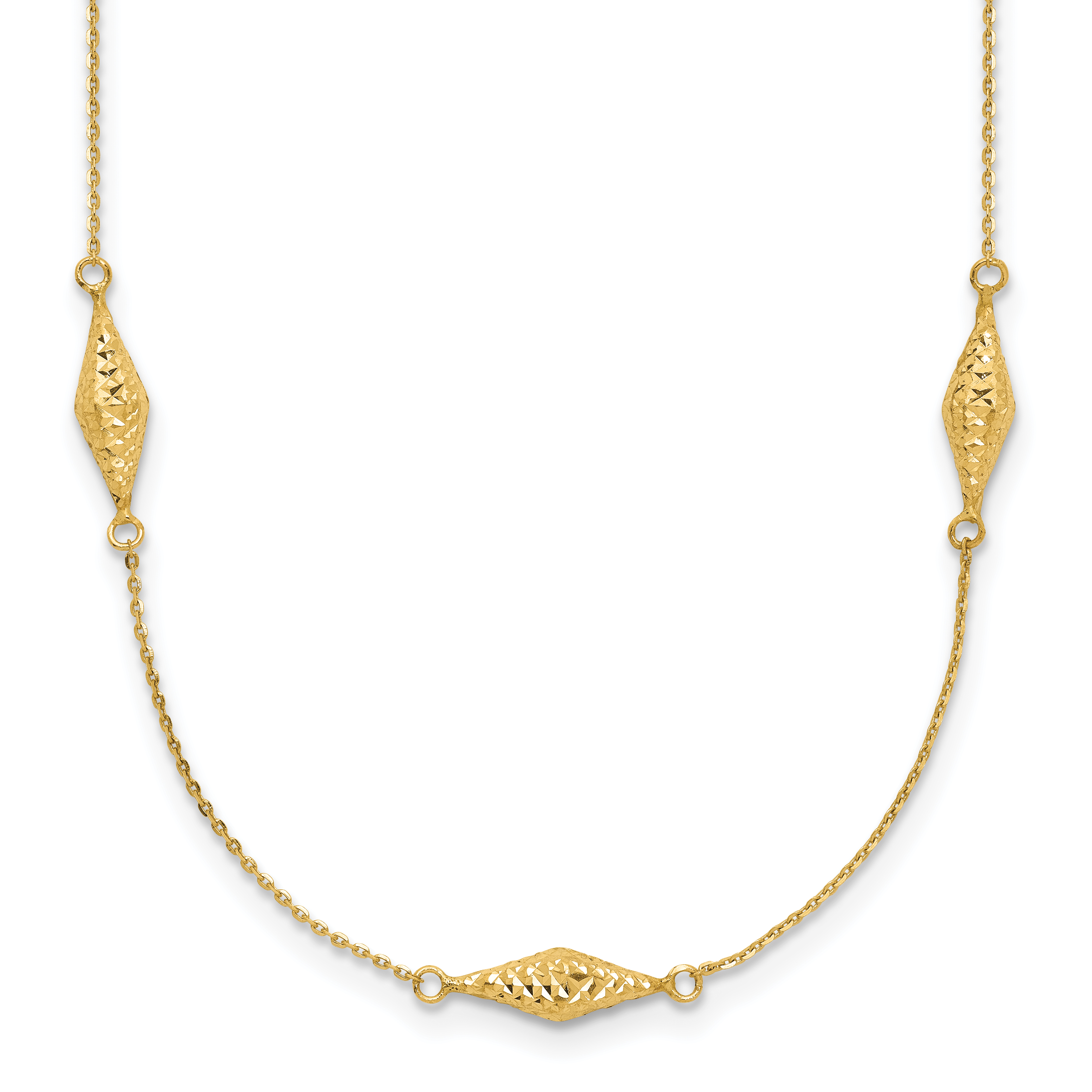 14k Polished and Diamond-cut Fancy Beaded 18 inch Necklace (SF2461-18)