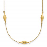 14K Polished and Diamond-cut Fancy Beaded 18 Inch Necklace view 1