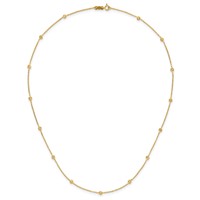 14K Yellow Gold Polished Diamond-cut Tiny Puffed Circles 15-Station Necklace, 18" view 5