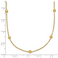 14K Yellow Gold Polished Diamond-cut Tiny Puffed Circles 15-Station Necklace, 18" view 3