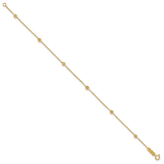 14K Polished and Diamond-cut Tiny Puffed Circles 6-Station 7.25 inch Bracelet