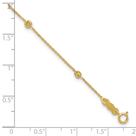 14K Polished and Diamond-cut Tiny Puffed Circles 6-Station 7.25 inch Bracelet