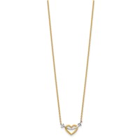 14K Necklace with White Rhodium Diamond-cut Heart and Arrow, 17" view 2