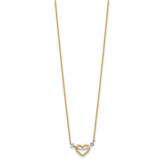 Gold Diamond-cut Heart and Arrow Neckalce