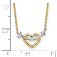 14K Necklace with White Rhodium Diamond-cut Heart and Arrow, 17" view 3