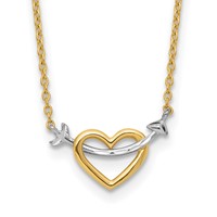 14K Necklace with White Rhodium Diamond-cut Heart and Arrow, 17" view 1