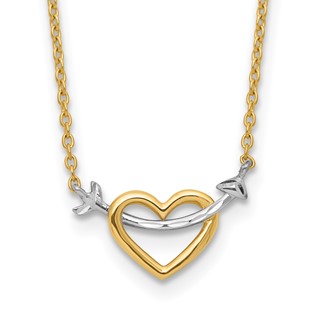 Gold Diamond-cut Heart and Arrow Neckalce