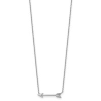 14K White Gold Polished Arrow Necklace, 17" view 2