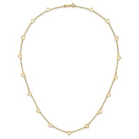 14K Yellow Gold Polished Open Hearts Necklace with Heart Link Chain Station, 18" view 5