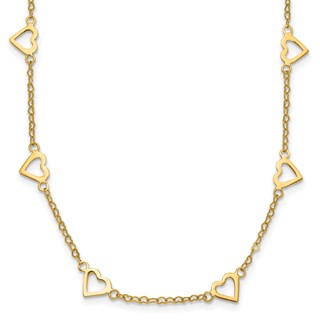 Gold Open Hearts on a Heart Necklace