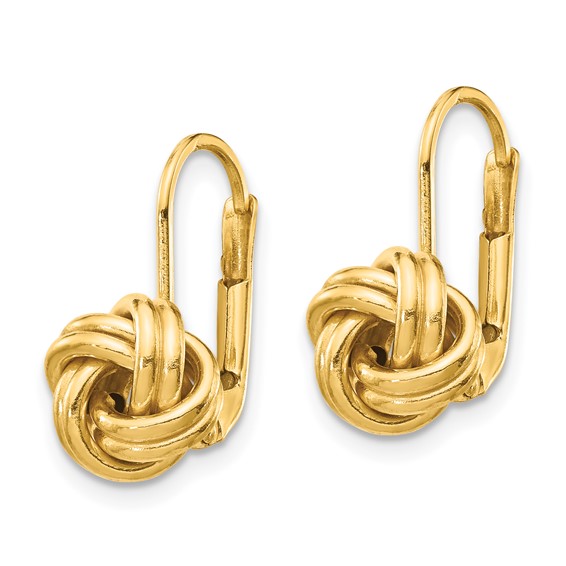 Gold Love Knot Leverback Earrings