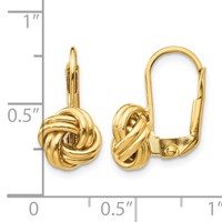 14K 9mm Yellow Gold Polished Love Knot Leverback Earrings view 4