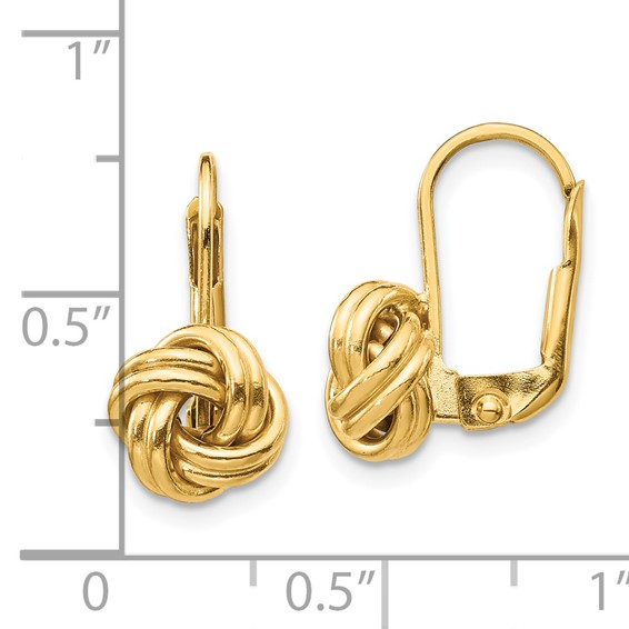 Gold Love Knot Leverback Earrings