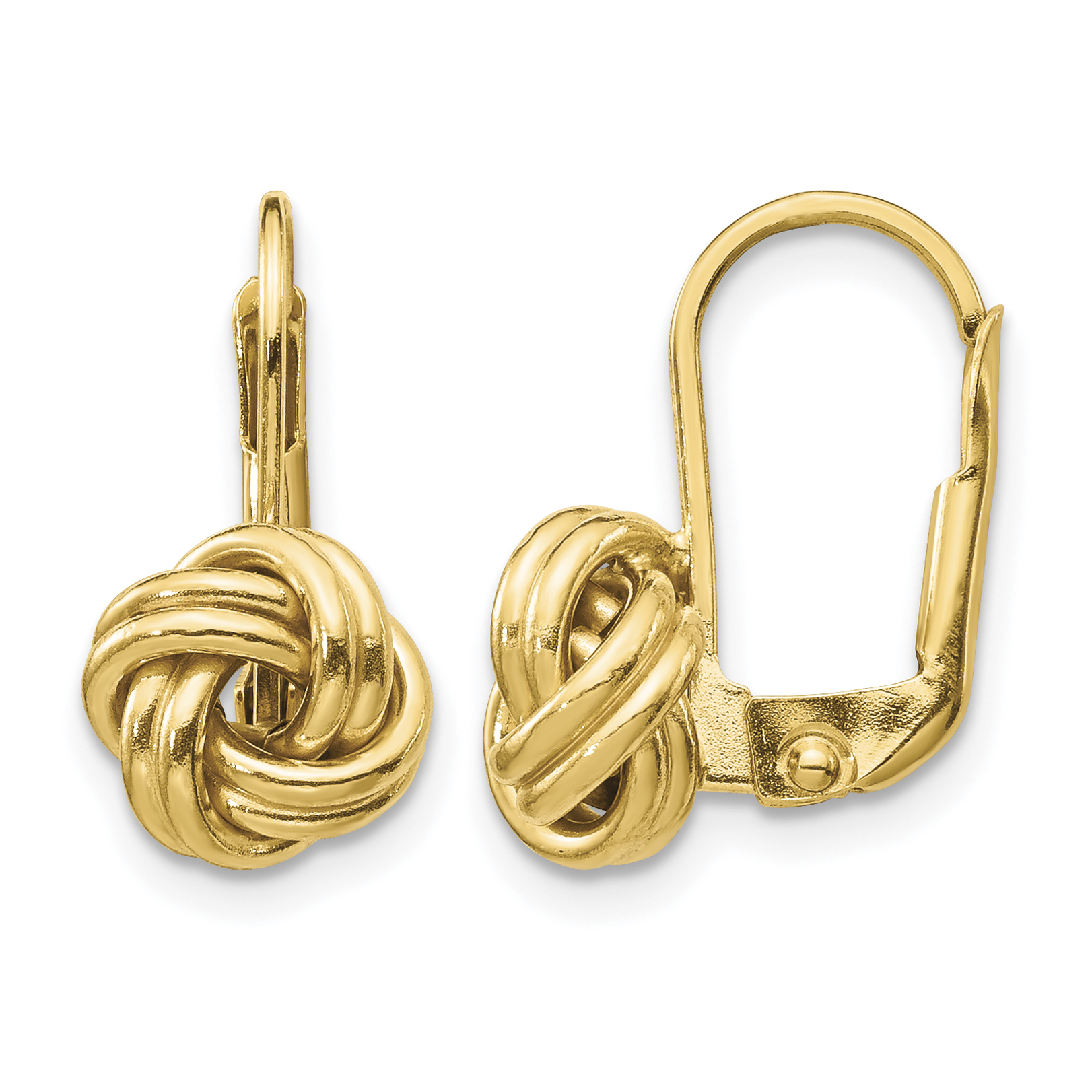 14k Polished Love Knot Leverback Earrings (SF2474)