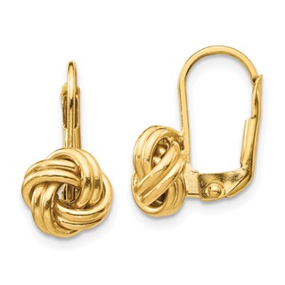 Gold Love Knot Leverback Earrings