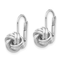 14K White Gold 9mm Polished Love Knot Leverback Earrings view 2