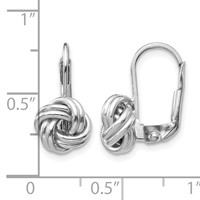 14K White Gold 9mm Polished Love Knot Leverback Earrings view 4