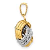14K Two-Tone Polished Textured Love Knot Pendant view 2